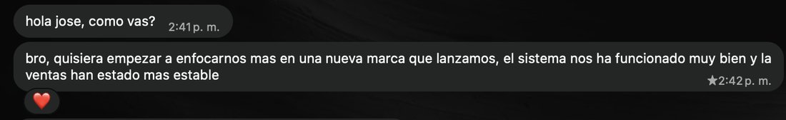 Mensaje de WhatsApp de un cliente