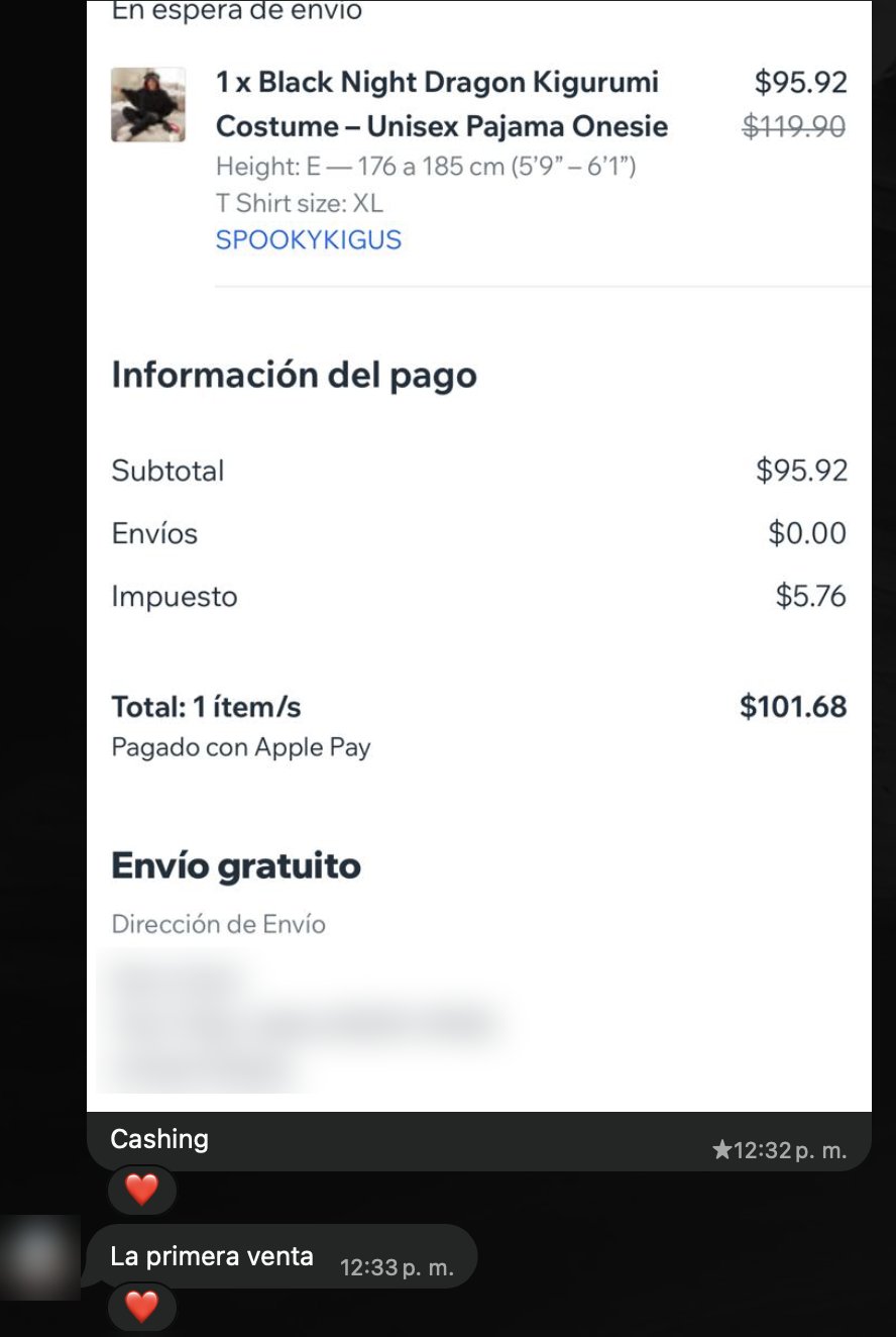 Captura de la primera venta en Estados Unidos por 101,68 dólares